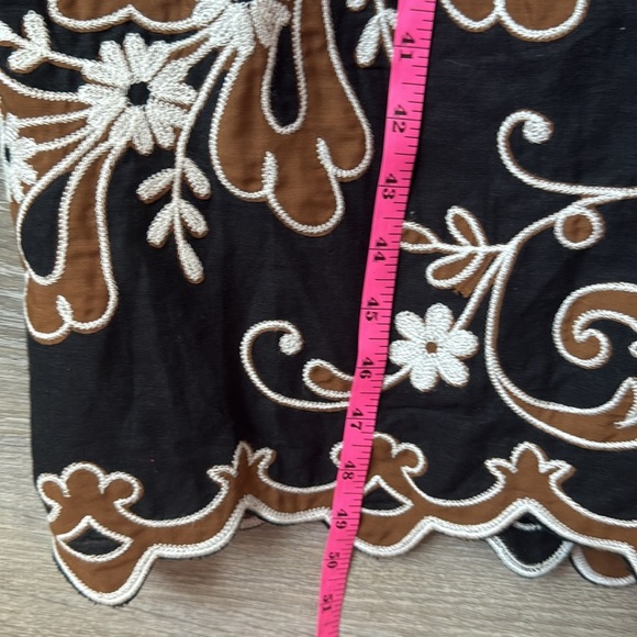 By Anthropologie Appliqué linen blend Midi Dress Medium - Picture 14 of 15